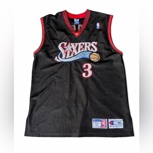 Champion Black & Red Philadelphia Sixers #3 Jersey